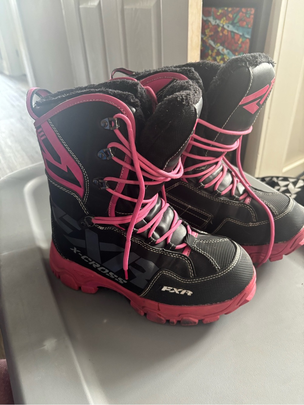 FXR X Cross Black and Pink Snow Boots
